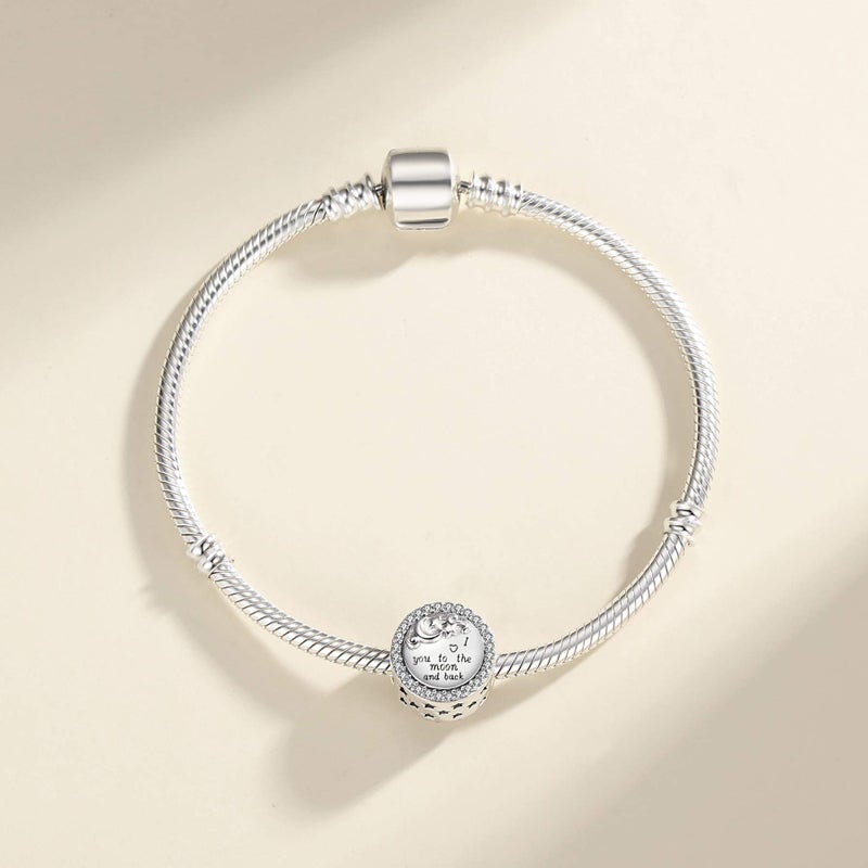 Linorui 925 Sterling Silver Charms Fit Pandora Charms Bracelet I Love You to The Moon and Back Fit Wife Mom Christmas Birthday Gift - Image 3